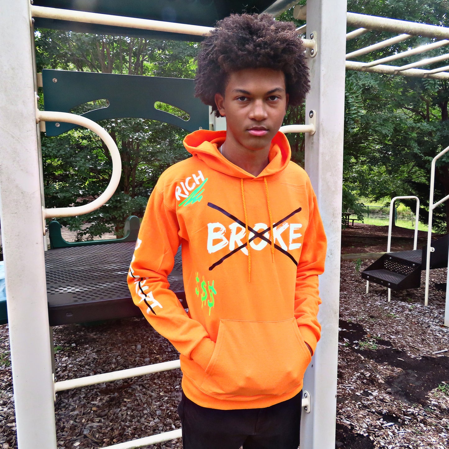 Orange "BROKE" Hoodie