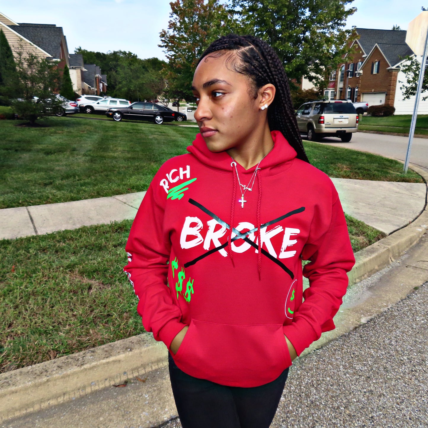 Red "BROKE" Hoodie