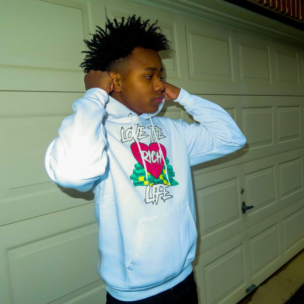 White "Rich Life" Valentine's Hoodie