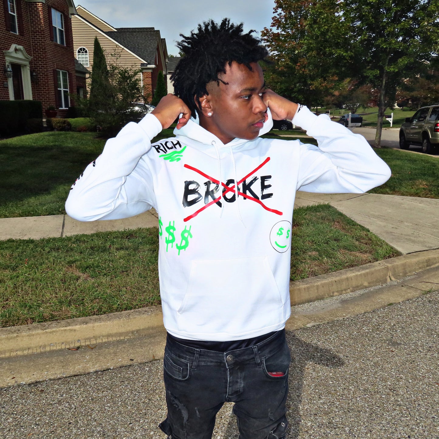 White "BROKE" Hoodie