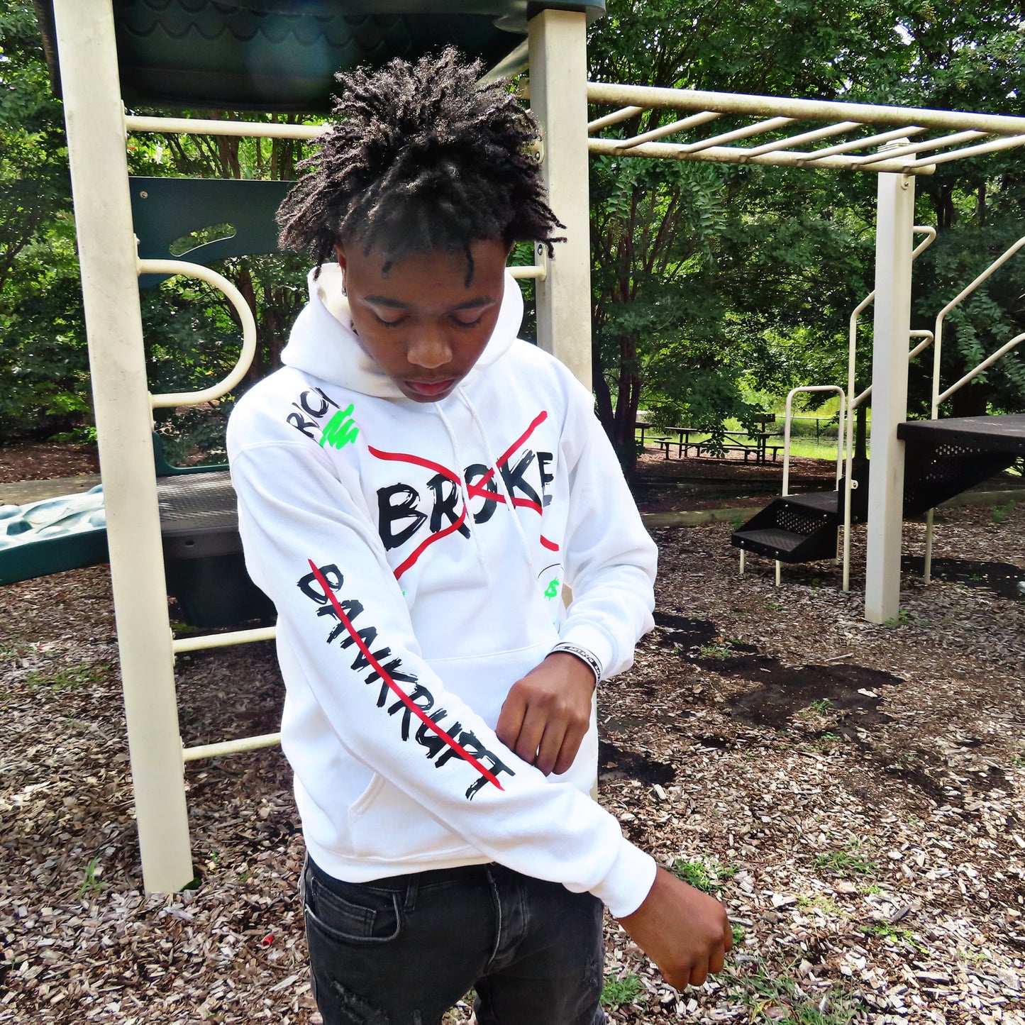 White "BROKE" Hoodie