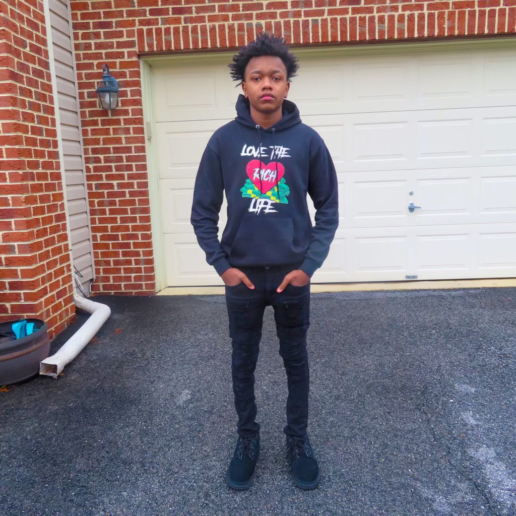Black "Rich Life" Valentine's Hoodie