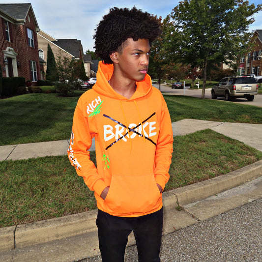 Orange "BROKE" Hoodie