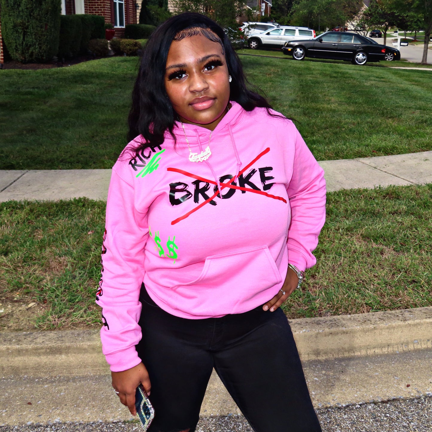 Pink "BROKE" Hoodie