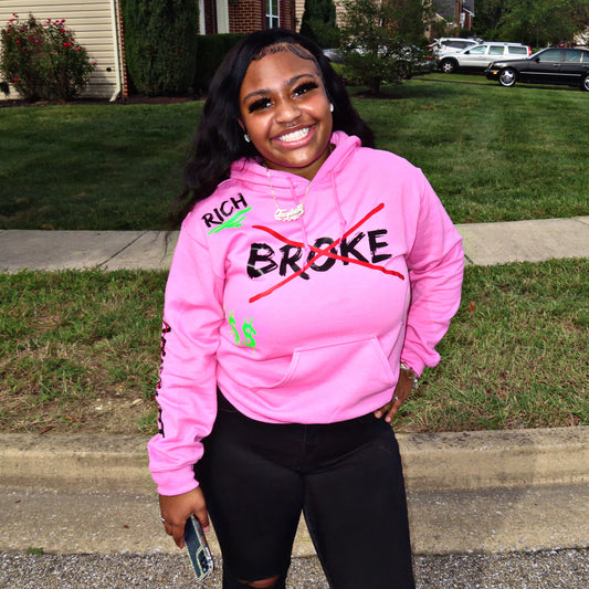 Pink "BROKE" Hoodie